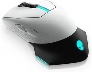 Alienware Wired/Wireless Gaming Mouse AW610M - 16000 DPI, Optical Sensor, Ambidextrous, 7 Buttons, 3-ZONE 16.8m AlienFX RGB Lighting, Edge-Free Design, Ergonomic - Lunar Light