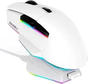 DAREU A955 Wireless Gaming Mouse with RGB Charging Dock: Tri-Mode 2.4G/USB-C/BT Mouse Up to 12K DPI Optical Sensor -KBS II Buttons Fully Programmable- 120 Hr Battery