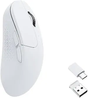 Keychron M3 Mini Wireless Optical Mouse, Bluetooth 5.1/2.4 GHz/Wired Gaming Mouse, Programmable PixArt 3395 Sensor with up to 26,000 DPI/ 650 IPS, Lightweight Ergonomic for Windows Mac Linux - White