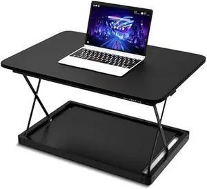 Uncaged Ergonomics Changedesk Mini Small Standing Desk Converter Height Adjustable Desktop Sit-To-Stand Up Desk Riser Laptop Table Top Standing Converter, Black