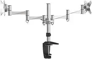 QualGear Qg-Dm-02-016 3 Way Articulating Dual Desk Mount for 13-27 Inches Flatpanel Monitors, Silver