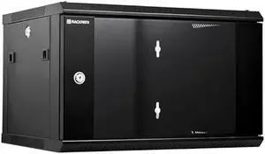 RackPath 6U Wall Mount Network Rack Cabinet  Quiet Cooling Fan, Locking Glass Door, 17.7 Deep (450mm), Removable Locking Side Panels, Fits 19 IT & A/V Equipment