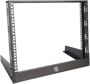 RIVECO 8U Desktop Rack for Network & Audio, 19 Inch 2 Post Open Frame Cabinet with Reinforced Beam, Free Standing Tabletop Racks for IT Server Music Recording Studio AV Equipment