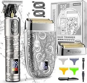 Foil Shavers for Men Electric Razor, Clippers and Trimmer for Men with LED Display, Waterproof