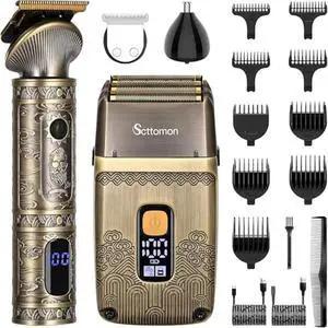 T-Blade Hair Trimmers & Electric Shavers for Men Foil Shaver Beard Trimmer Men's Grooming Kit with Triple Blades Cordless