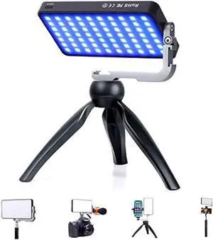 G2 Pocket RGB Camera Light,32Wh Built-in 4300mAh Rechargeable Battery 360°Full Color Gamut 9 Light Effects,2600-10000K LED Video Light Panel with Aluminum Alloy Body, Adjustable Tripod Stand