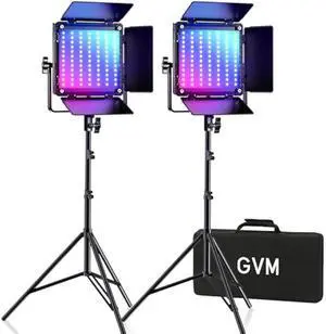 GVM 800D RGB Led Video Light, 2PCS Video Lighting Kit with APP Control, 40W Photography Lighting Led Panel Light with 18 Kinds of The Scene Lights for Studio YouTube, 3200K-5600K, CRI 97+