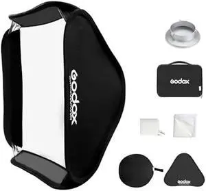 Godox 32x32 inches / 80x80cm Portable Foldable Studio Flash Softbox Diffuser kit with Bowens Mount Speedring and Carrying Case for Portraits,Product Photography and Video Shooting with USB LED