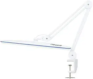 Neatfi XL 2,200 Lumens LED Desk Lamp, 23 Inches 24W, Adjustable Arm, Dimmable, Eye Caring, Nail Light for Home, Office, Study Lamp (Non-CCT with Clamp, White)