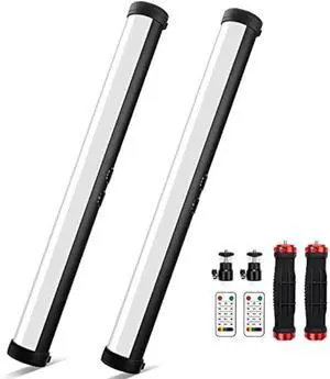2 Pack RGB Led Video Light Stick Wand, Obeamiu 2600-9600K Photography Lighting, 5000mAh Rechargeable Battery, 21 Lights Effect for Video Conference Shooting YouTube Studio, Live Game Streaming, Vlogg