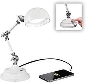 OttLite Pevention Pharmacy Adjustable LED Desk Lamp with USB Charging - Designed to Reduce Eyestrain, 3-Point Adjustable Neck, 3 Brightness Settings with Touch Controls