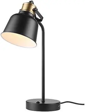 GLOBE Electric 30297 Dakota 18 Desk Lamp with 2.1 USB Port, Matte Black, Brass Accents, Push Button On/Off Switch GLOBE Electric 30297 Dakota 18 Desk Lamp with 2.1 USB Port, Matte Black, Brass Accents, Push Button On/Off Switch