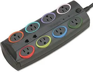 Kensington SmartSockets 8-Outlet, 8-Foot Cord, & 3090 Joules Premium Surge Protector (K62691NA) Gray
