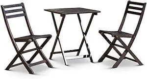 DTY Outdoor Living Twin Lakes 3-Piece Eucalyptus Café Bistro Set - Espresso, Square Table
