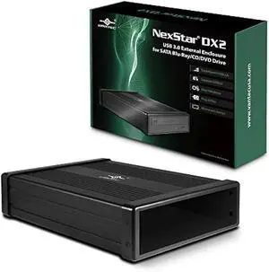 Vantec NexStar DX2 USB 3.0 External Enclosure Design for 5.25 Blu-Ray/CD/DVD SATA Drive, Second Generation of DX, No Drivers Needed, Aluminum Alloy (NST-540S3-BK)