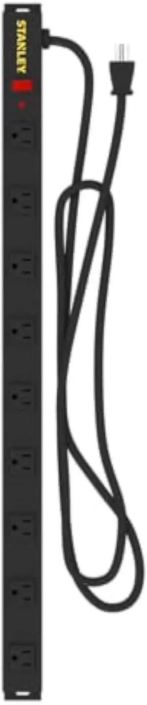 STANLEY 31610 SURGEMAX PRO 9-Outlet 600 Joule Metal Surge Protector, Black, 2.4FT Length, 6FT Cord