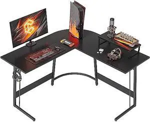 CubiCubi L Shaped Gaming Desk Computer Office Desk, 47 inch Corner Desk with Large Monitor Stand for Home Office Study Writing Workstation, Black