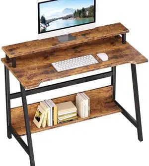 ALISENED Computer Home Office Desk, 31.5 Desk for Small Spaces with Storage Shelf,Small Computer Desk with Monitor and Bookshelf, Modern Simple Style Laptop Desk