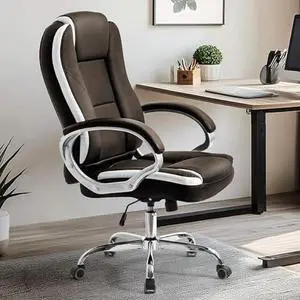 NEO CHAIR Office Desk Ergonomic Gaming Chair High Back Adjustable Computer Chair with Wheels and Lumbar Support Comfy Leather Executive Swivel (Brown)