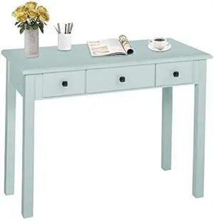 STHOUYN Home Office Small Writing Desk with Drawers Bedroom, Study Table for Adults/Student, Vanity Makeup Dressing Table Save Space Gifts Green (Light Green)