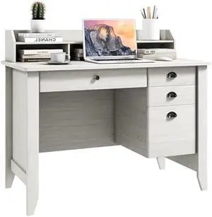 GOFLAME 48 Computer Desk with Hutch, Vintage Home Office Desk with Storage Drawers & Shelves, Space Saving Laptop PC Table, Wooden Study Writing Workstation, White GOFLAME 48 Computer Desk with Hutch, Vintage Home Office Desk with Storage Drawers & Shelves, Space Saving Laptop PC Table, Wooden Study Writing Workstation, White