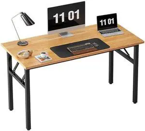 Need Home Office Desk 47 inches Folding Computer Table Workstation No Install, Teak and Black