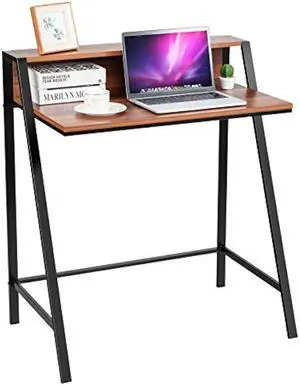 Tangkula Small Computer Desk, Compact Home Office Desk with Sturdy Frame, 2 Tier Study Writing Table for Small Place Apartment Office, Desk for Bedroom, Kids Desk