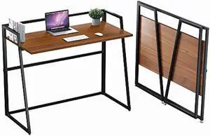 Eureka Ergonomic fold Desk 41 inch Small Folding Table Home Computer Desk Office Collapsible Desks Study Writing Computer Folding Work Tables for Small Spaces Free Assembly, Walnut