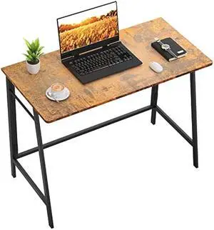 ASTARTH Folding Desk - 40 Writing Computer Desk Space Saving Foldable Table Simple Home Office Desk, No Assembly Required, Brown
