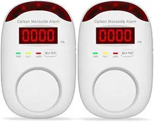 Plug-in Carbon Monoxide Detectors,Koabbit CO Level Monitoring Alarm with Light & Digital Display for Home/Kitchen/Bedroom,Accurate & Easy to Install(2 Pack)