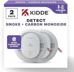 Kidde Hardwired Smoke & Carbon Monoxide Detector, AA Battery Backup Smoke Alarm, Interconnectable, LED Warning Light Indicators, 2 Pack