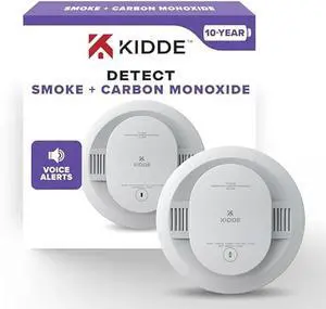 Kidde Smoke & Carbon Monoxide Detector, 10-Year Battery Powered, Voice Alerts, LED Warning Light Indicators