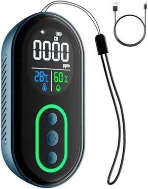 DS-399 Carbon Monoxide Detector, 168HR Standby, Rechargeable 3-in-1 Portable CO Detector with Audible & Visual Alerts for Travel & Camping, CO Meter for Home, Car & Tent - Dark Blue