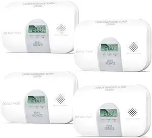 Siterwell Travel Carbon Monoxide Detector, 10 Year Product Life Carbon Monoxide Detectors with LCD Digital Display and Sound Warning, ETL Listed, Portable Carbon Monoxide Detector for Home, 4-Pack
