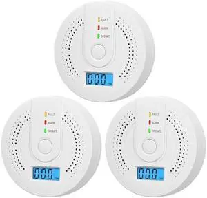 Digital Carbon Monoxide Detector with LCD Display and Sound Warning, Fault/Alarm/Operate Indicators,AA Battery Powered, CO Sensor Complies with UL 2034 Standards for Home(3/Pack)