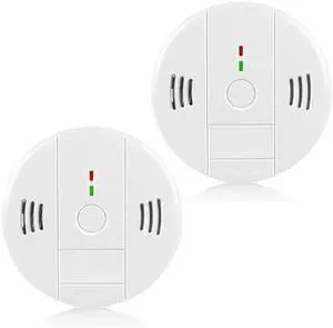 Combination Smoke and Carbon Monoxide Detector Alarm, 2-Pack Beeps Warning Smoke and CO Alarms for Basements Travel Home Office House Bedroom Living Room Car, Battery Operated, Comply with UL 217/2034