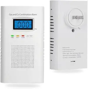 Combination Gas & Carbon Monoxide Detectors - Plug in Carbon Monoxide Alarm & Natural Gas Detector for Home, 2-in-1 Co Detector & Combustible Gas Detector with Digital Display, Easy to Install