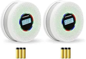 2 Pack Upgraded Combination Smoke and Carbon Monoxide Alarm Detector, Dual Sensor Smoke Alarm&Carbon Monoxide Detector (Includes Battery)
