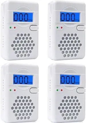 4 Pack Carbon Monoxide Detectors,CO Alarm Detector Device with LED Digital Display for Home,Travel,Battery Powered(Batteries NOT Included)