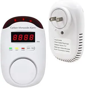 Plug-in Type Carbon Monoxide Alarm, CO Detector Monitor with LED Digital Display and Voice Alert for Home/Kitchen -1 Pack