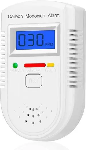 Carbon Monoxide Detector Plug in WallCO Gas Monitor Alarm Detector with Digital Display Sound & Light Warning for Home/Workplace/Travel