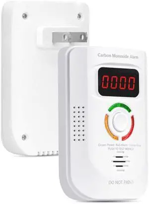 Carbon Monoxide Detectors Plug in, Phsmont Portable CO Detectors with Digital LED Display for Home and Travel, Test Button