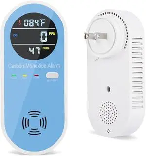 Travel Carbon Monoxide Detectors, AC Plug-in Carbon Monoxide Detector with LCD Digital Display, 3-in-1 CO Leak Detector, CO Alarm with Light & Voice Waring for Home (1 Pack)