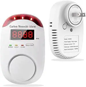 Carbon Monoxide Detectors Portable Carbon Monoxide Detector for Travel Plug in Wall with LED Digital Display Voice Light Plug and Play