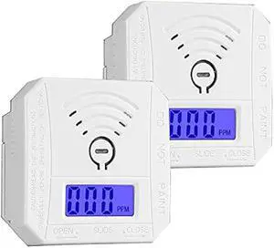 Portable Carbon Monoxide Detector 2 Pack,Battery Operated CO Alarm with Digital LCD Display & Loud 85dB Alarm,Travel Carbon Monoxide AlarmHigh Accuracy Portable CO Detector for Hotel Room,Kitchen