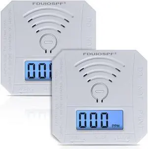 Carbon Monoxide Detector,CO Gas Monitor Alarm Detector,CO Sensor with LED Digital Display for Home,Depot,Battery Powered(2Pcs)