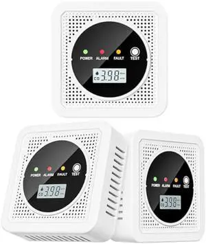 3 Packs, 2-in-1,Smoke Carbon Monoxide Detector,Carbon Monoxide Detector,Smoke Alarm,CO Alarm, 85 db Sound,Battery Powered CO Alarm with LEDs,LCD Digital Screen,Test Button