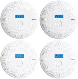 Smoke and Carbon Monoxide Detector, 2 in 1 Smoke Detector, LED Warning Light Indicators, 10 Year Battery (White), 4 Pack