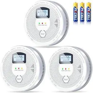 Smoke Detector and Carbon Monoxide Detector Combo with LED Indicators, 2 in 1 CO & Smoke Alarm, Battery Operated Smoke and Carbon Monoxide detectors 3-Pack