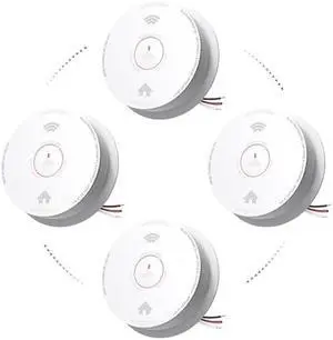 Siterlink Hardwired Smoke Detector Carbon Monoxide Detector Combo 10 Year Battery up, UL 217-9th Conforming, Interconnected Smoke & CO Alarm with Bilingual Voice Alerts, 4 Pack